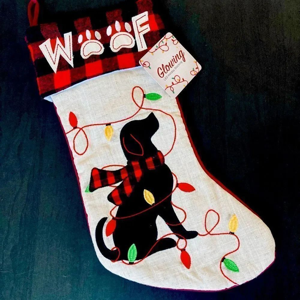 NWT Lighted LED Christmas Dog Stocking